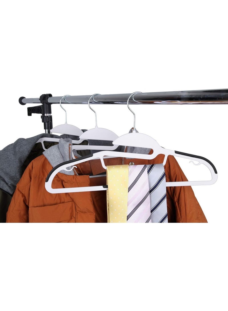 KITCHENOO Set of 50 plastic clothes hangers, sturdy clothes hangers with non-slip pads, easy-glide space-saving organizer for bedroom closet, ideal for shirts and pants, white - Image 3